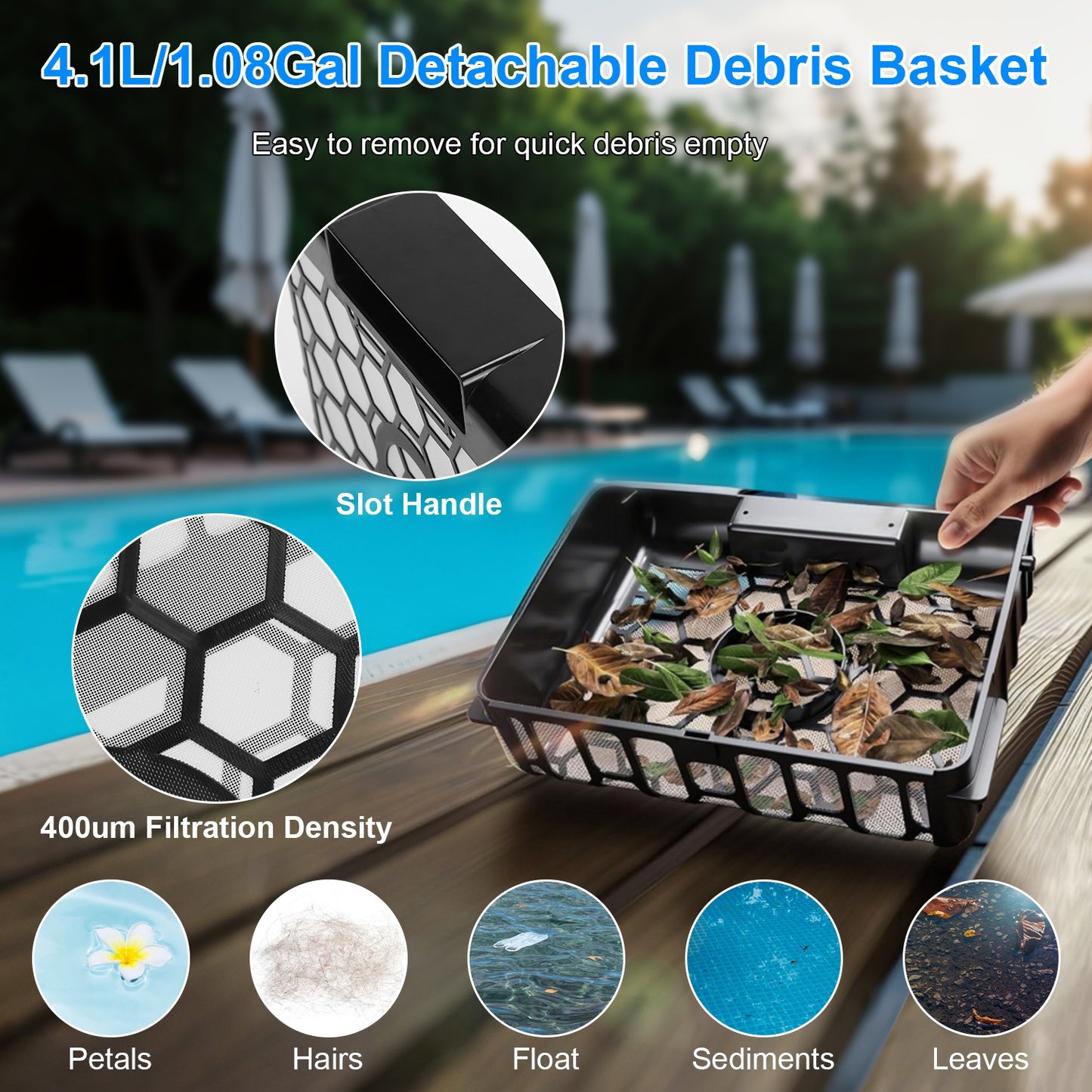 Solar Robotic Pool Cleaner – Automatic Skimmer, App Controlled