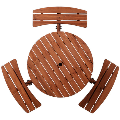 6-Person Kids Wooden Picnic Table with Built-In Benches