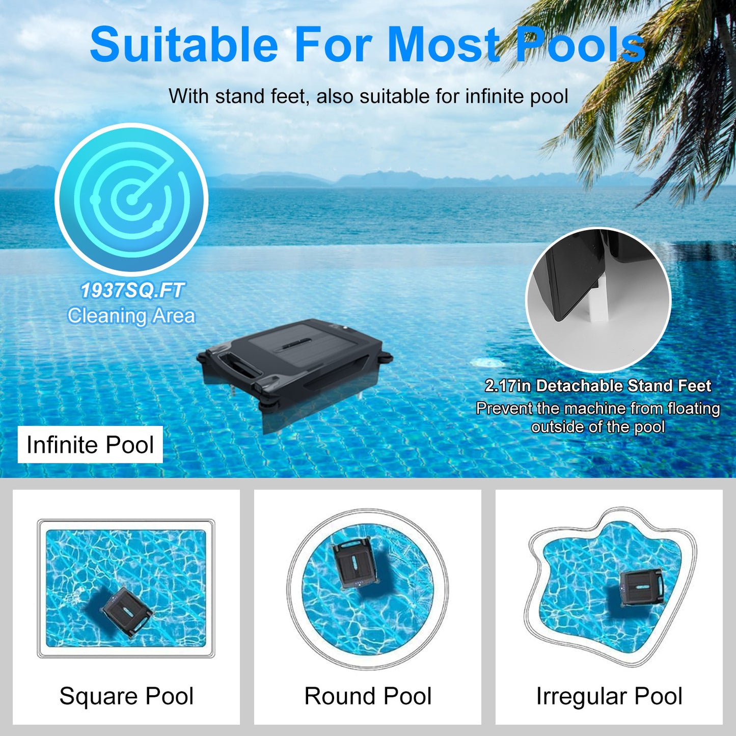 Solar Robotic Pool Cleaner – Automatic Skimmer, App Controlled