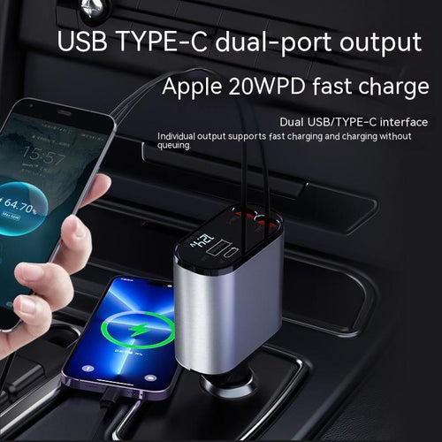 Ultra Fast 100W Car Charger Metal Multi Phone Outputs