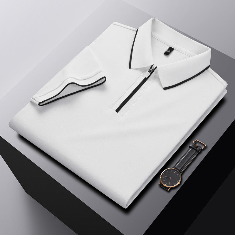Breathable Cotton Men's Polo with Modern Zipper Design
