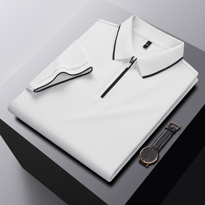 Breathable Cotton Men's Polo with Modern Zipper Design