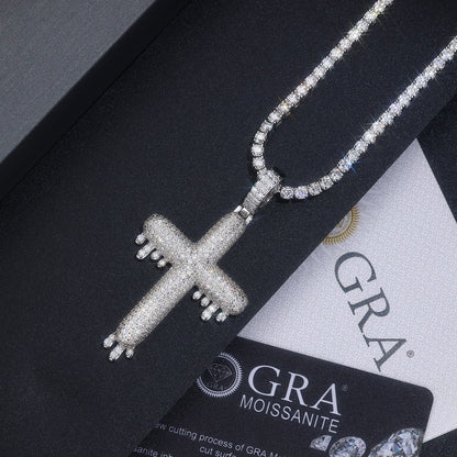 Luxury Moissanite Silver Necklace – Elegant Platinum Finish