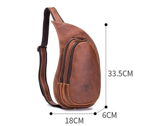 Genuine Crazy Horse Leather Chest Bag for Men