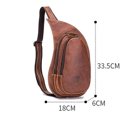 Genuine Crazy Horse Leather Chest Bag for Men