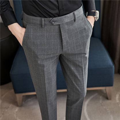 Premium Slim-Fit Plaid Dress Pants: Smart & Comfy