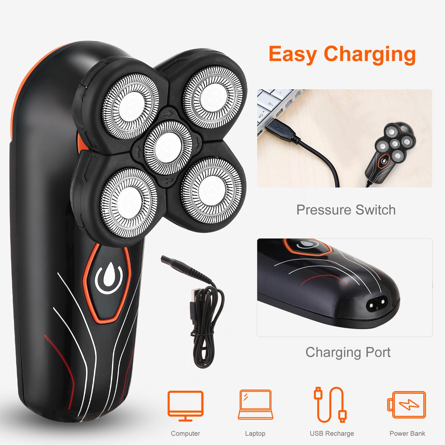 SmoothGlide 5-Head Waterproof Electric Shaver for Men