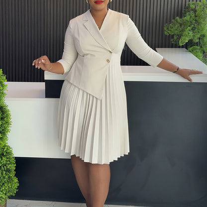 Plus Size Fashionable Elegant Pleated Dress