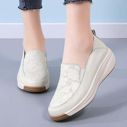 Women’s White Chunky Sneakers High Heel Slip-On Style