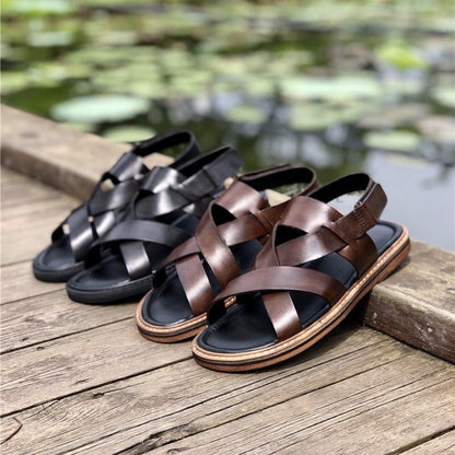 Men’s Summer Genuine Leather Sandals – Casual Comfort