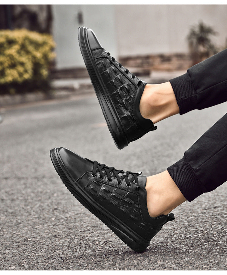 Men's Breathable Patterned Genuine Leather Sneakers