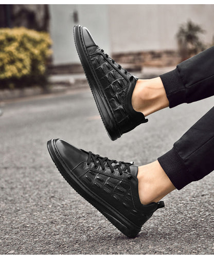 Men's Breathable Patterned Genuine Leather Sneakers