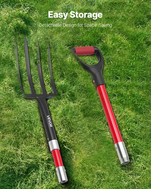 Durable 4-Tine Pitchfork for Digging & Spading Easily