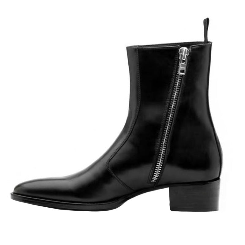 Men’s Genuine Leather High Street Martin Boots with Zipper