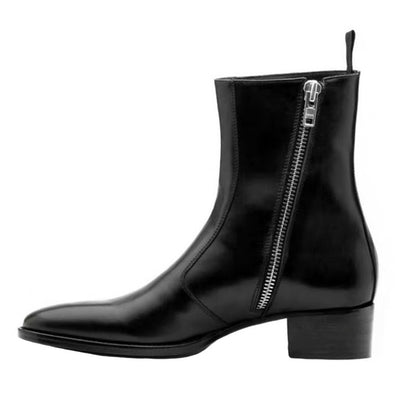 Men’s Genuine Leather High Street Martin Boots with Zipper