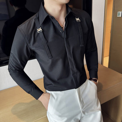 Mens Versatile And Minimalist Casual Cool Long-sleeve Shirt