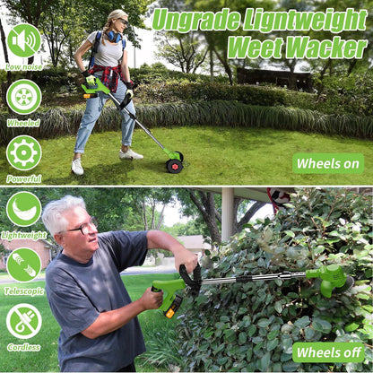 21V Cordless Grass Trimmer – Garden Edger with 2 Batteries