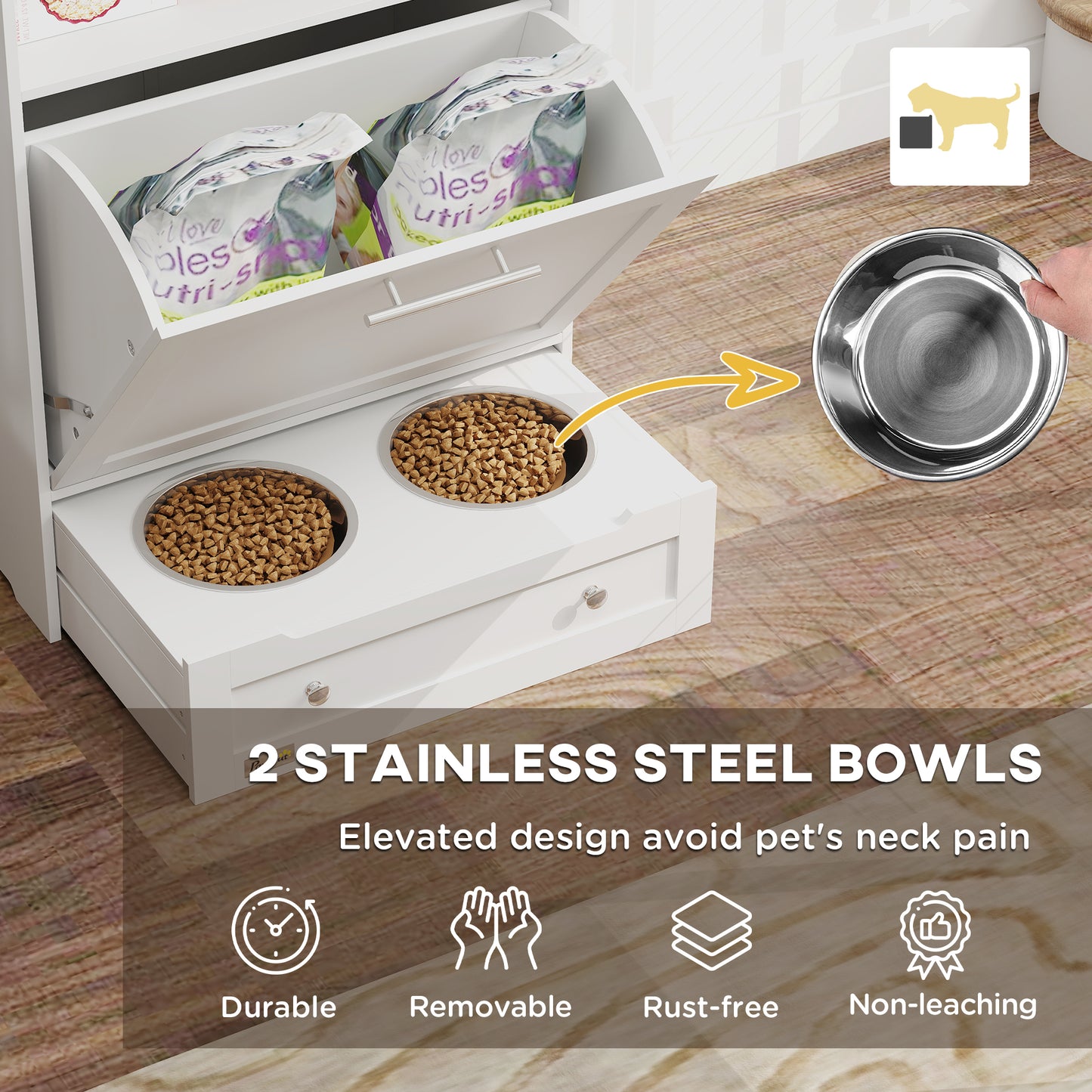 All-in-One Dog Feeder Station & Storage Cabinet