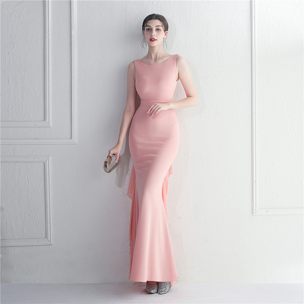Heavy Craft Pearl Satin And Chiffon Dress