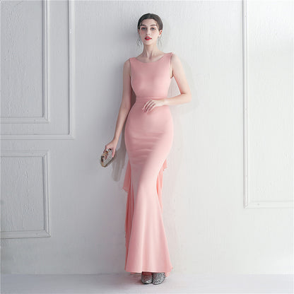 Heavy Craft Pearl Satin And Chiffon Dress