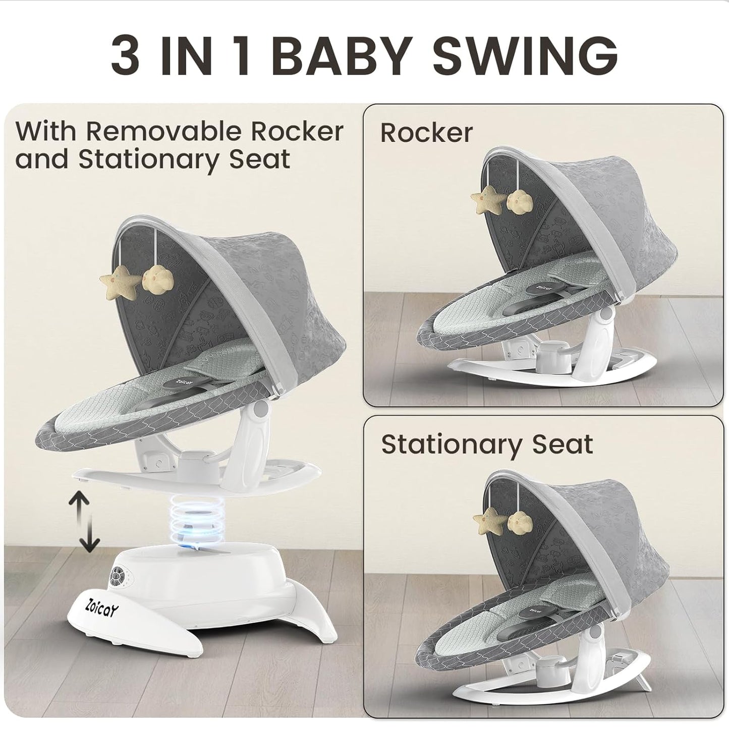 Baby Swing with Motion Sensor, Music, and 3 Modes