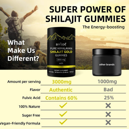 Pure Himalayan Shilajit Gummies with Ashwagandha – Natural Energy Boost