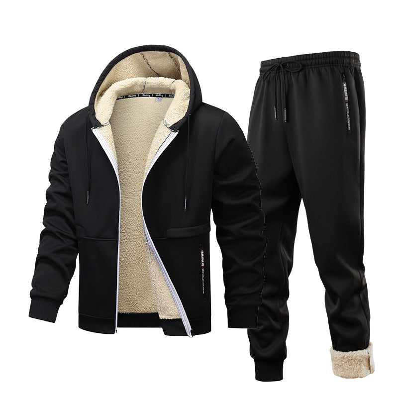 Men’s Fleece-Lined Quilted Hoodie Jacket Comfort Set