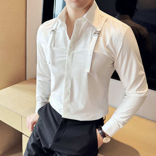 Mens Versatile And Minimalist Casual Cool Long-sleeve Shirt