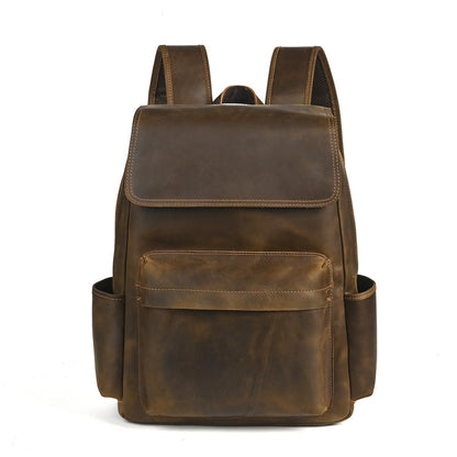 Premium Leather Backpack – Flip-Top, Perfect for Commuting