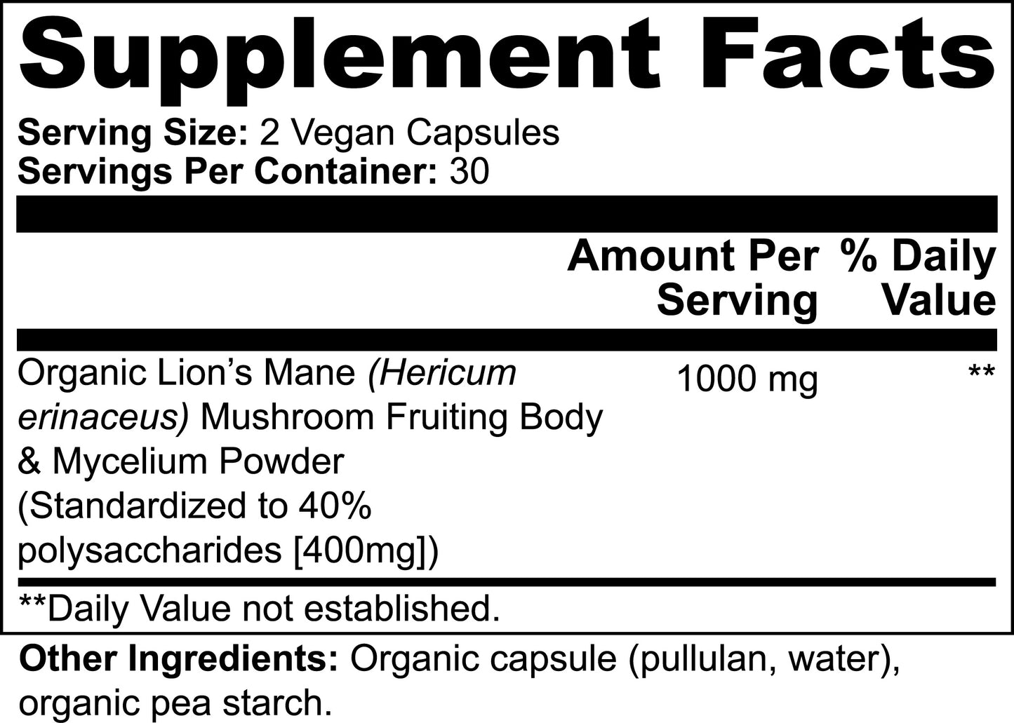 Lion’s Mane Mushroom Supplement for Focus, Mood & Brain Support