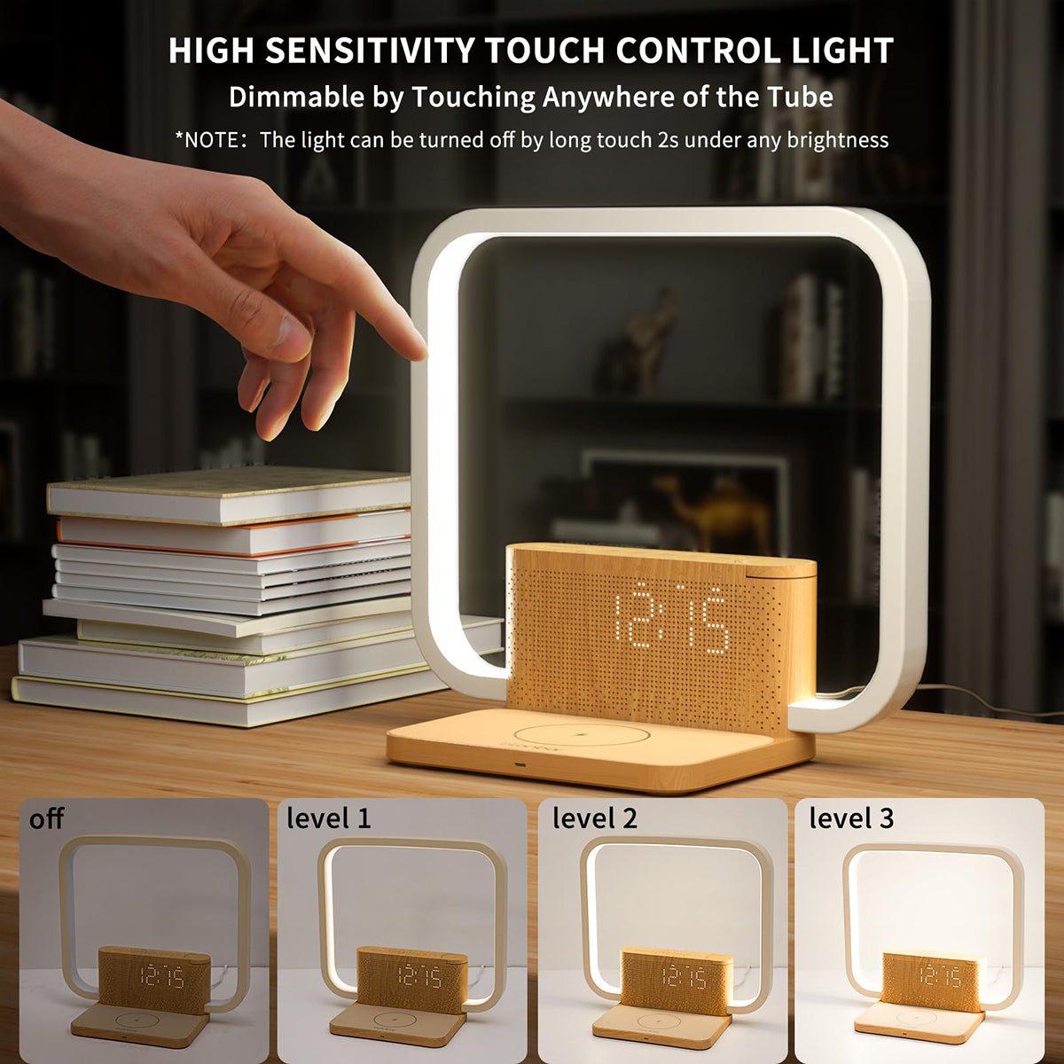 Multifunctional Bedside Lamp: Charger, Sunrise Alarm, Night Light