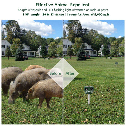 Solar Ultrasonic Animal Repeller for Garden & Yard Protection