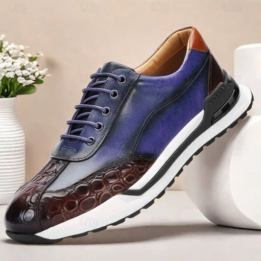 Men's Stylish Embossed  Genuine Leather Footwear