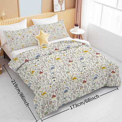 3 Pieces Mushroom Decoration Soft Bedding Comforter Set