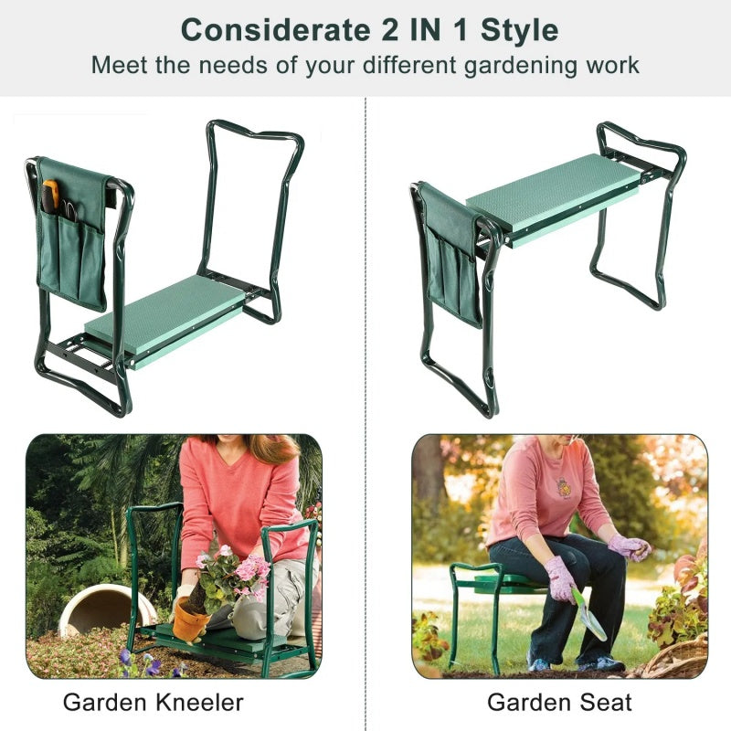 Gardening Kneeler Seat with Tool Pouch Comfortable and Foldable