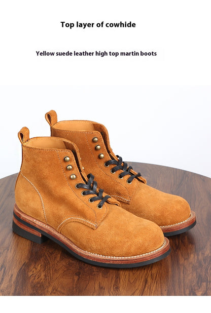Men's Genuine Leather Outdoor Boots – High-Top Comfort Design