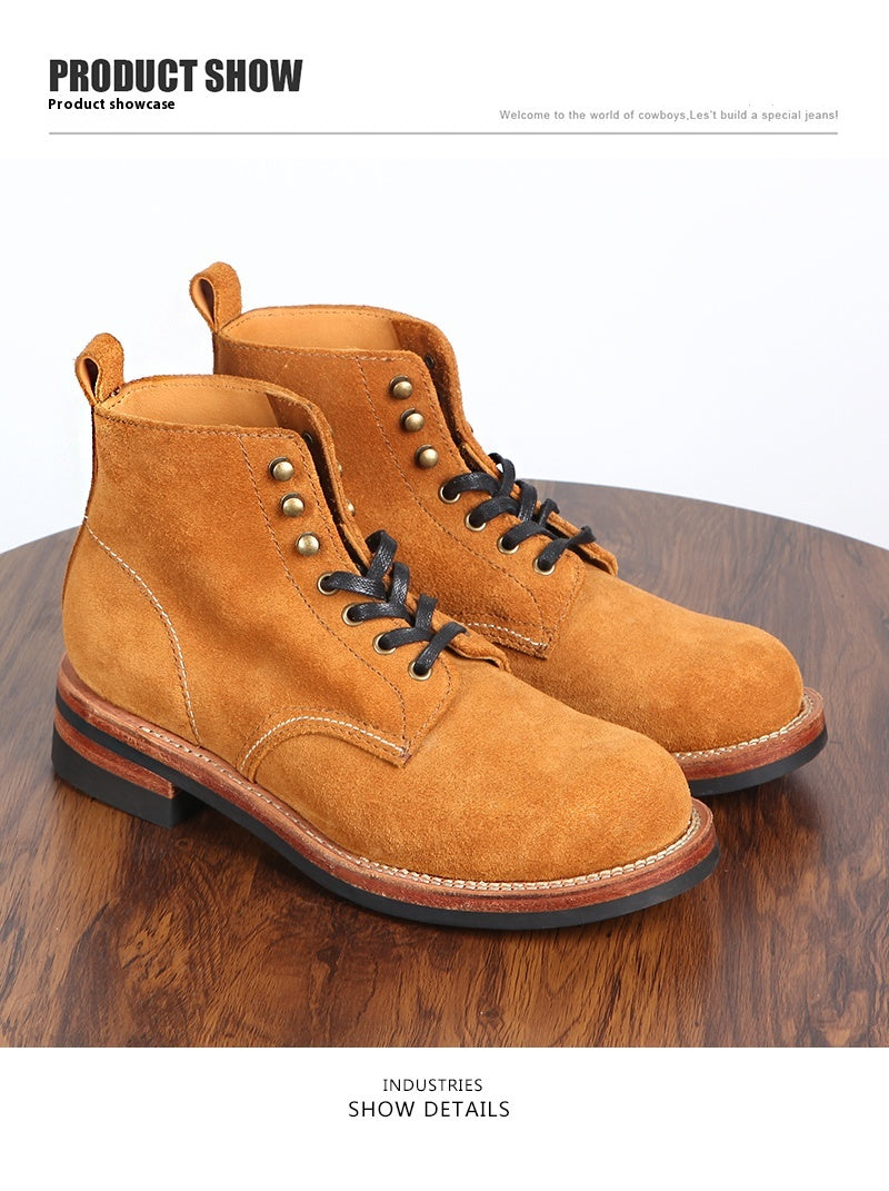 Men's Genuine Leather Outdoor Boots – High-Top Comfort Design