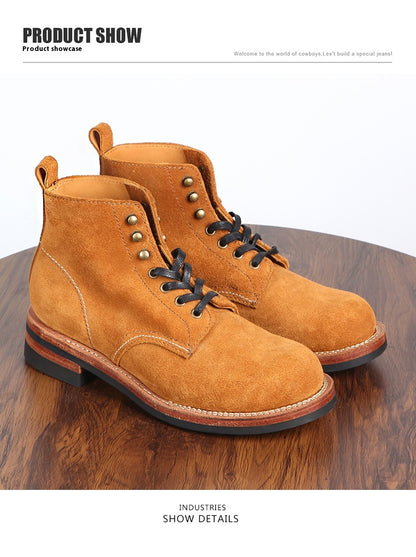 Men's Genuine Leather Outdoor Boots – High-Top Comfort Design