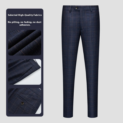 Stylish Plaid Dress Trousers – Slim Korean Fit & Wrinkle-Free