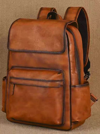 Premium Leather Backpack – Flip-Top, Perfect for Commuting